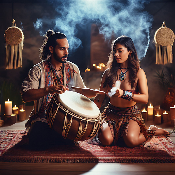 Two New Age musicians performing