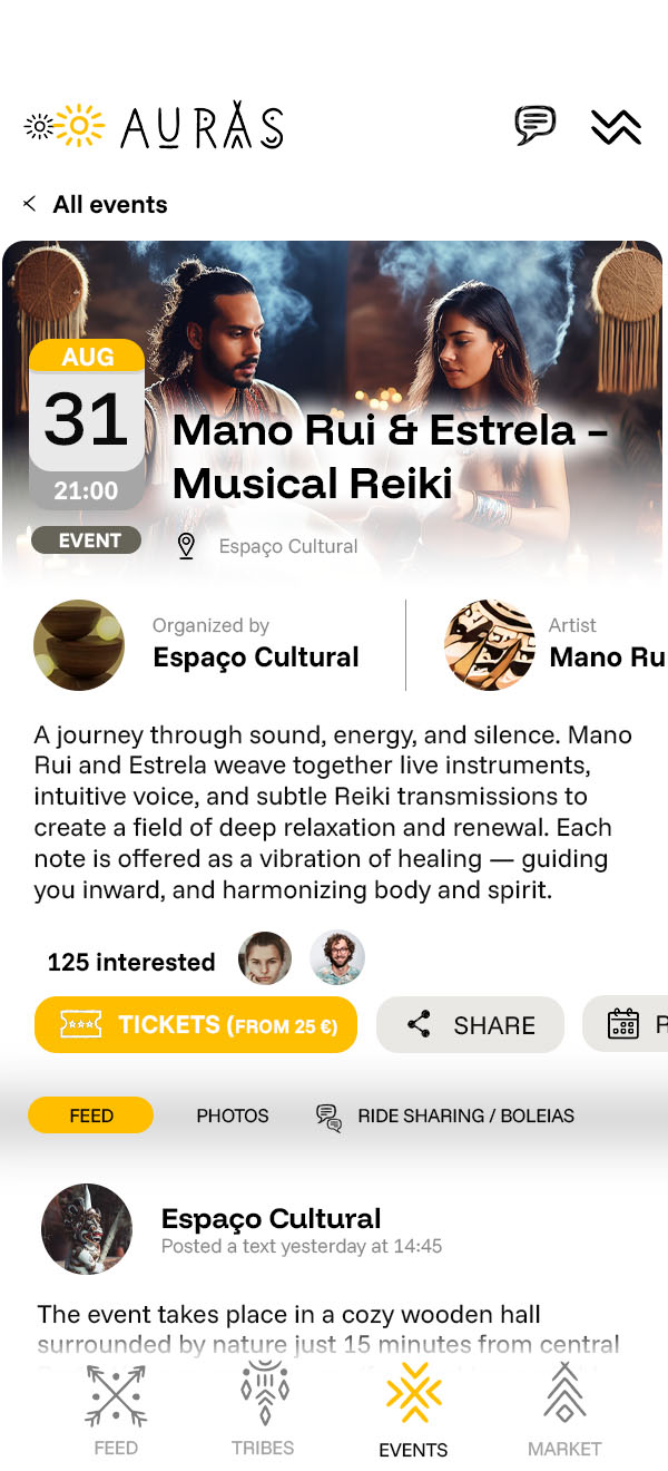 Screenshot from the Auras app