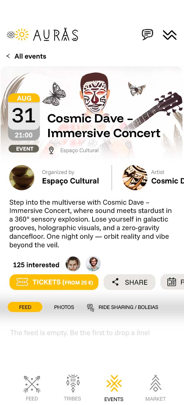 Screenshot from the Auras app