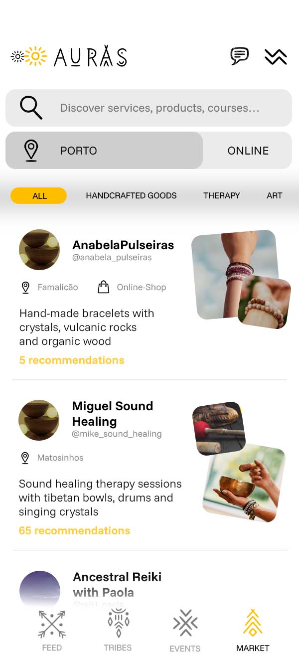 Screenshot from the Auras app