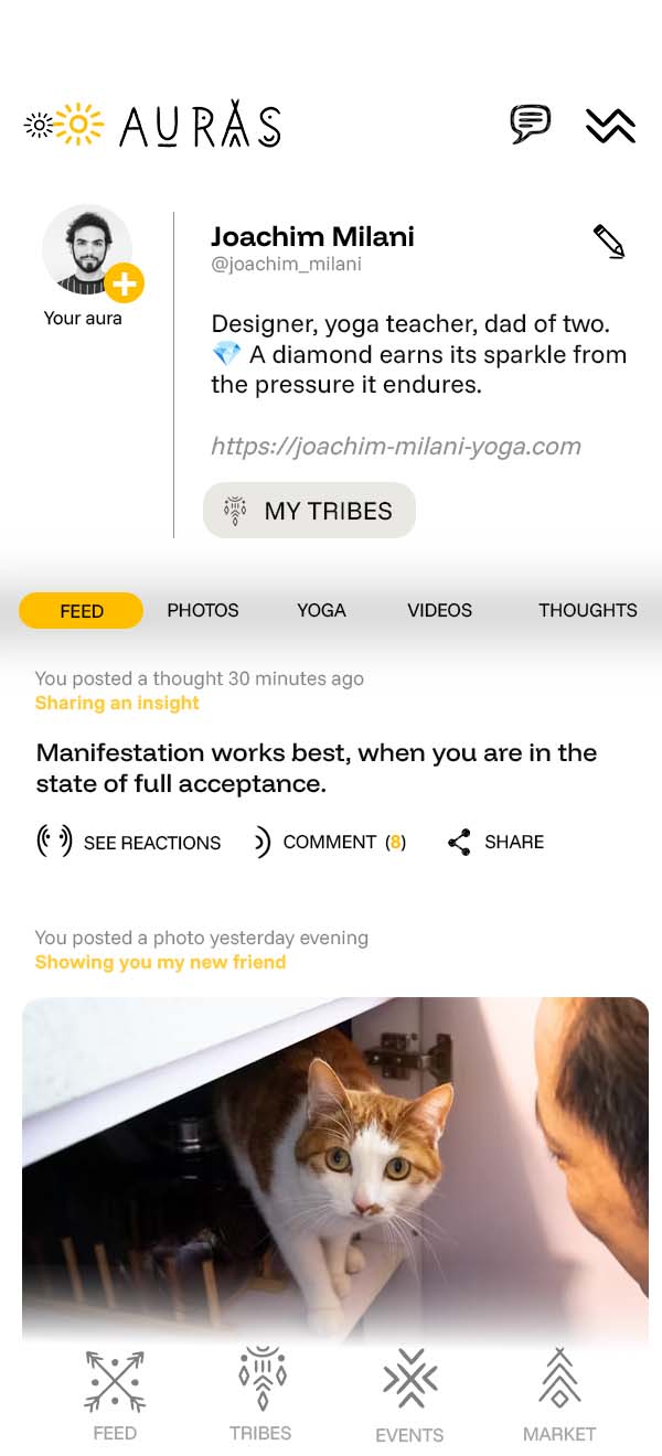Screenshot from the Auras app