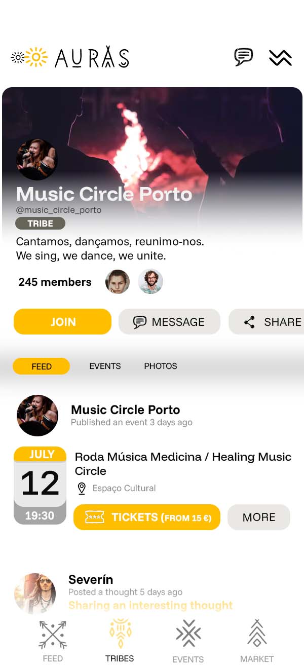 Screenshot from the Auras app